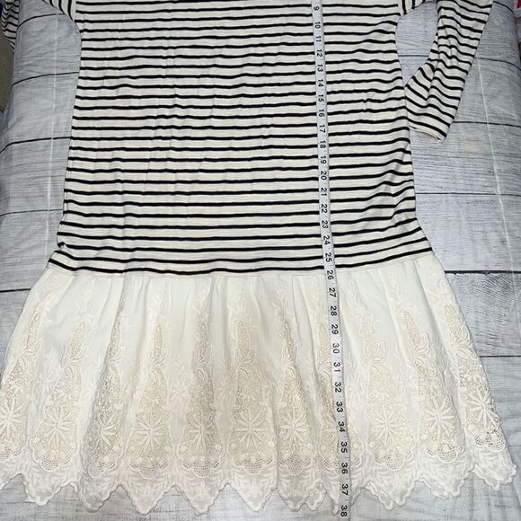 Soft Surroundings Nautical Left Bank Drop Waist Striped Dress Lace Trim sz S - Picture 7 of 9